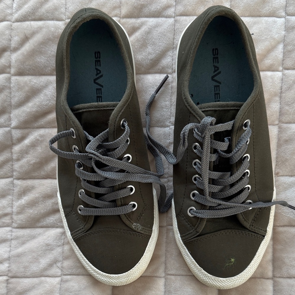 SeaVees Women’s Dark Olive Green Canvas Sneakers